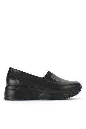 Siyah Dolgu Topuklu Kadın Deri Ayakkabı 376 20417-1