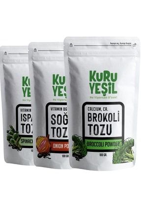 Soğan Tozu 100gr - Brokoli Tozu 100gr - Ispanak Tozu 100gr | Sağlıklı Kuru Sebze Paketi 300 gr 8681999041629