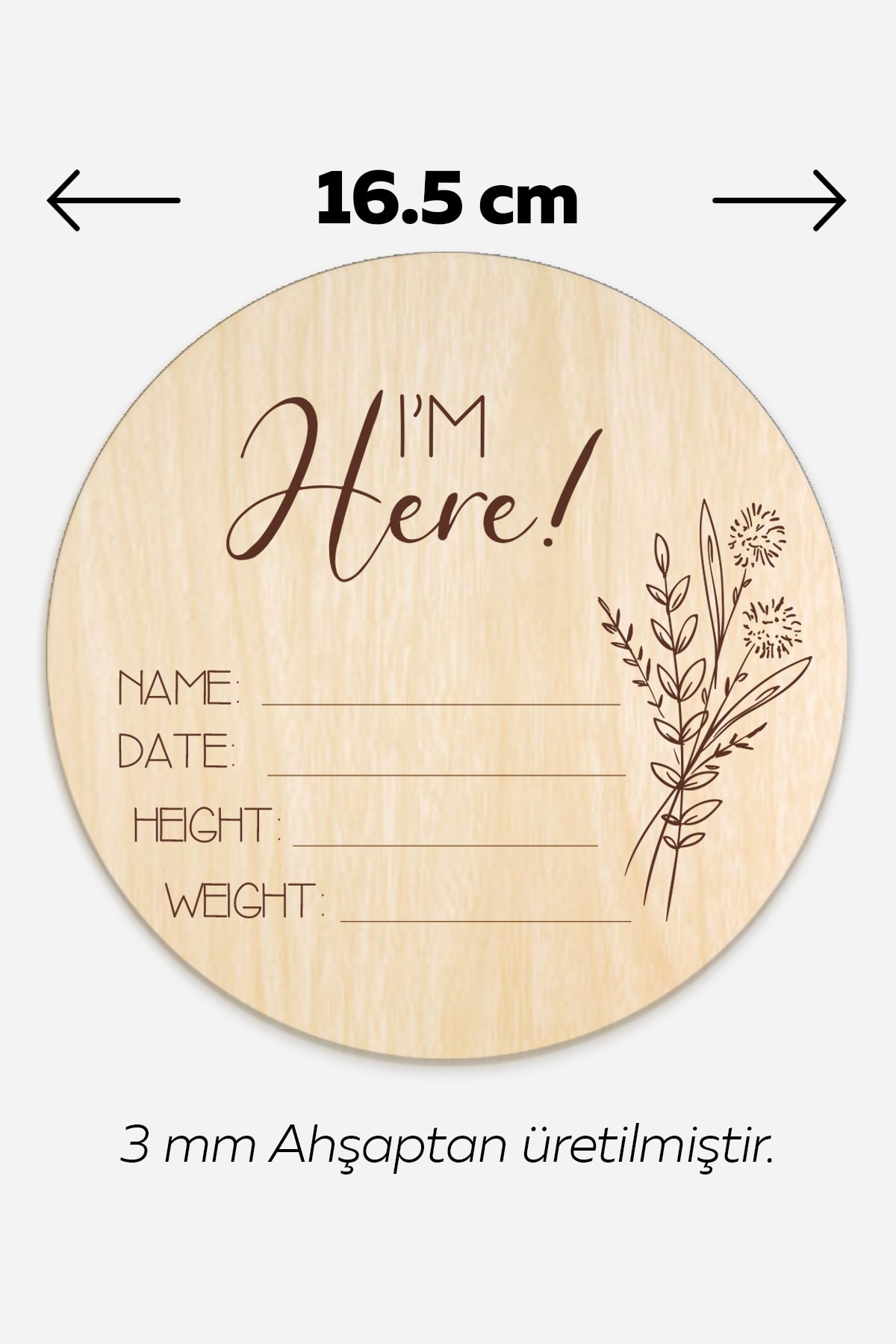 Enjoymydesign Bebek Anı Kartı Doğum Künyesi 16.5 Cm Hello World Yenidoğan Bebek Hediyelik Hatıra Kartı fotoğrafı 3 (önizleme)