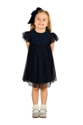 Kız Çocuk Lacivert Renkli Tüllü Örme Elbise | Ek 215491 20Y010003002