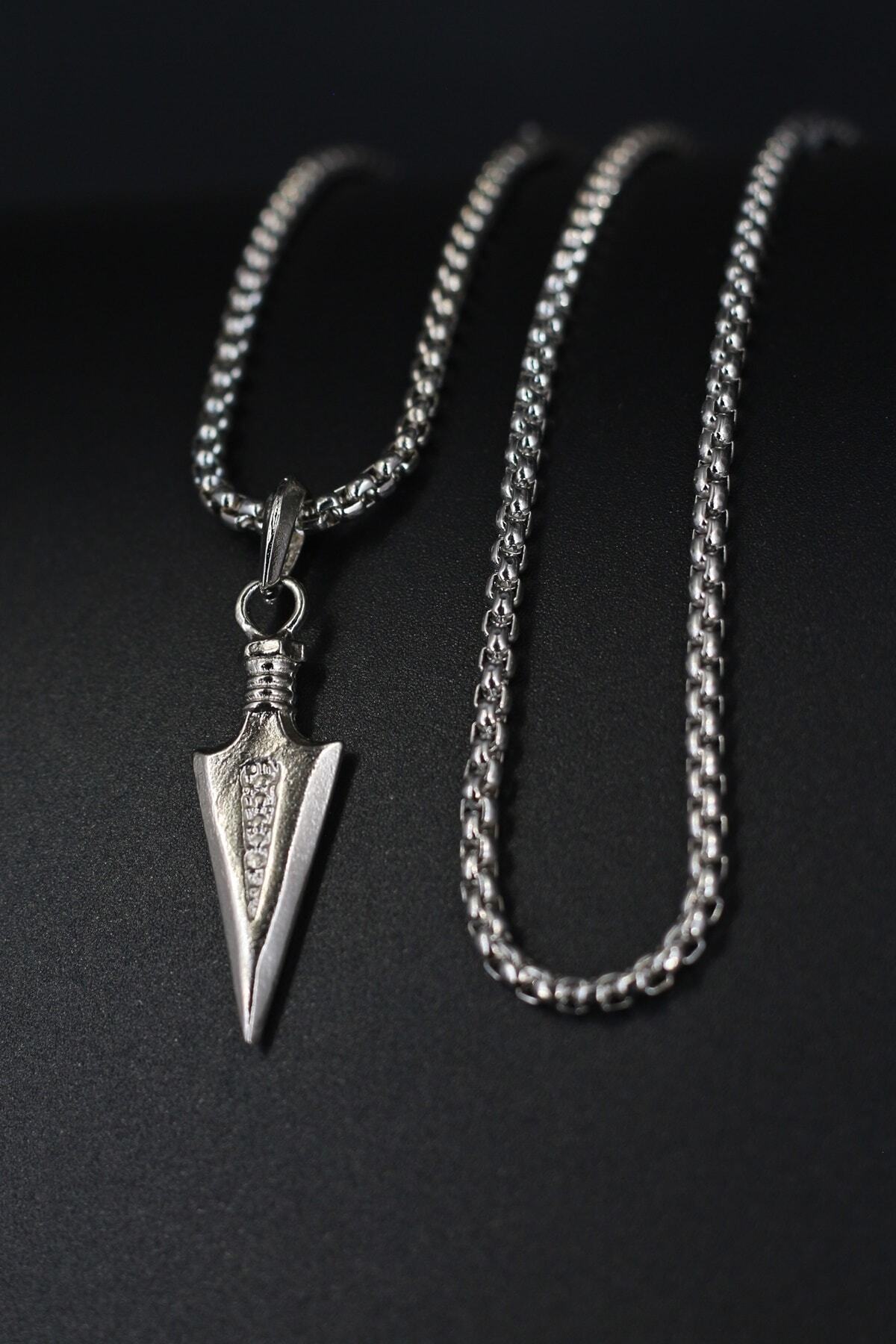 Dukkanka Triagle Ok Ucu Örme Zincir Kolye