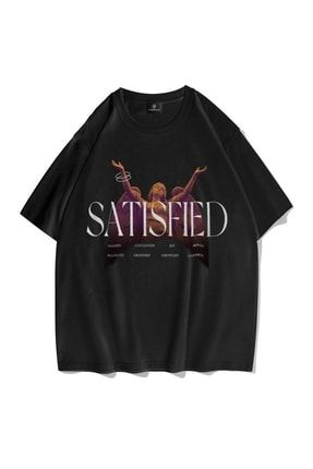 Unisex Satisfied Siyah Tshirt Trndz1301