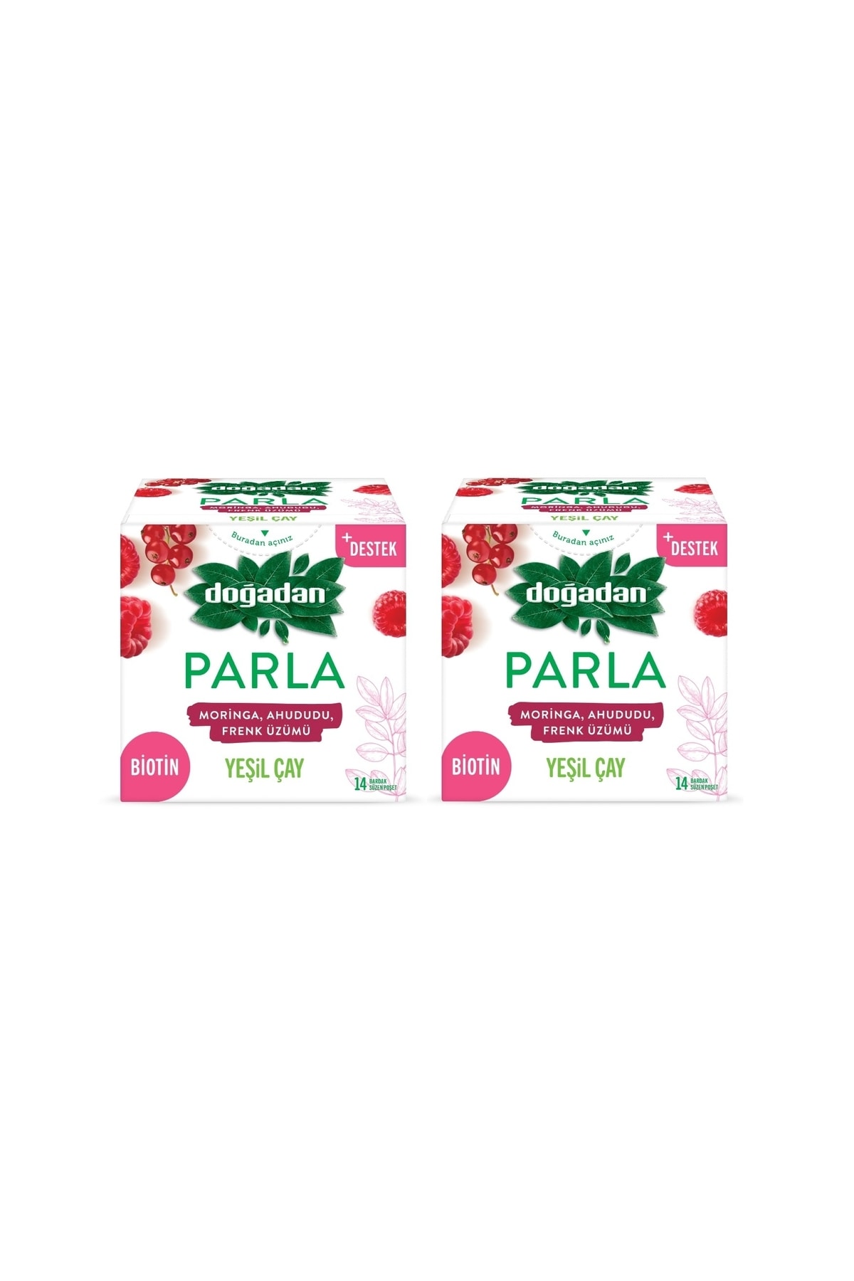 Doğadan + Destek Parla Yeşil Çay 2 Adet 14'lü