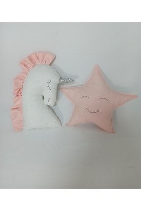 Somon Beyaz Bebek Ve Çocuk Odası Unicorn Yıldız Dekoratif Yastık Ystk44