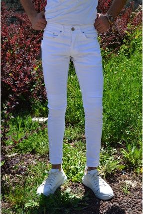 Erkek Italyan Kesim Beyaz Kot Pantolon mteewearkot001