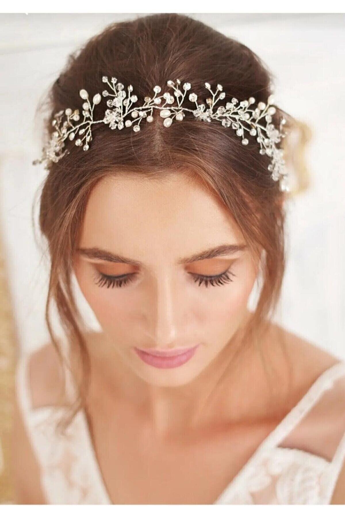 (G) Pink Blue Ornamental Crystal Bridal Bride Hair Accessory