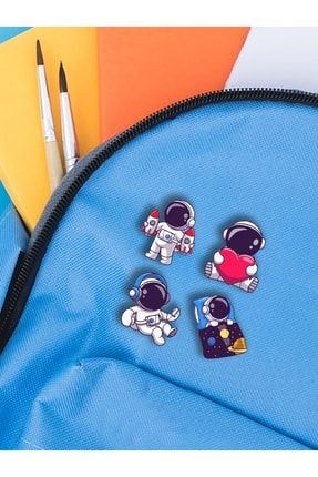 Kedi Astronot Astronaut 4'lü Ahşap Mini Rozet Seti TYC00471973387