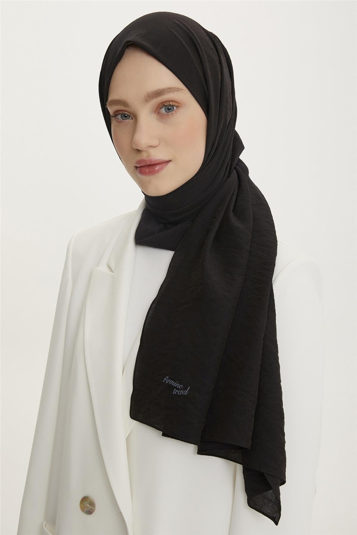 شال زنانه مشکی آرمینه | S00OA0444220 اورجینال - تصویر 2