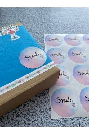 Smile / Mavi-pembe Fon Opak Sticker 235