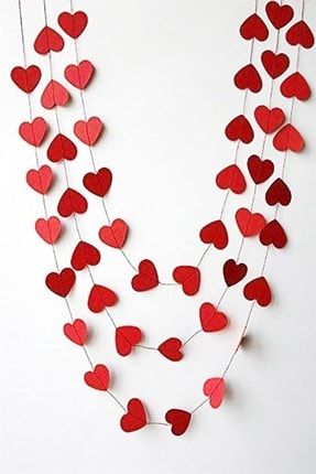 Kırmızı Kalp Sarkıt Süs 4 Metre Kalp sarkıt süs 4 metre
