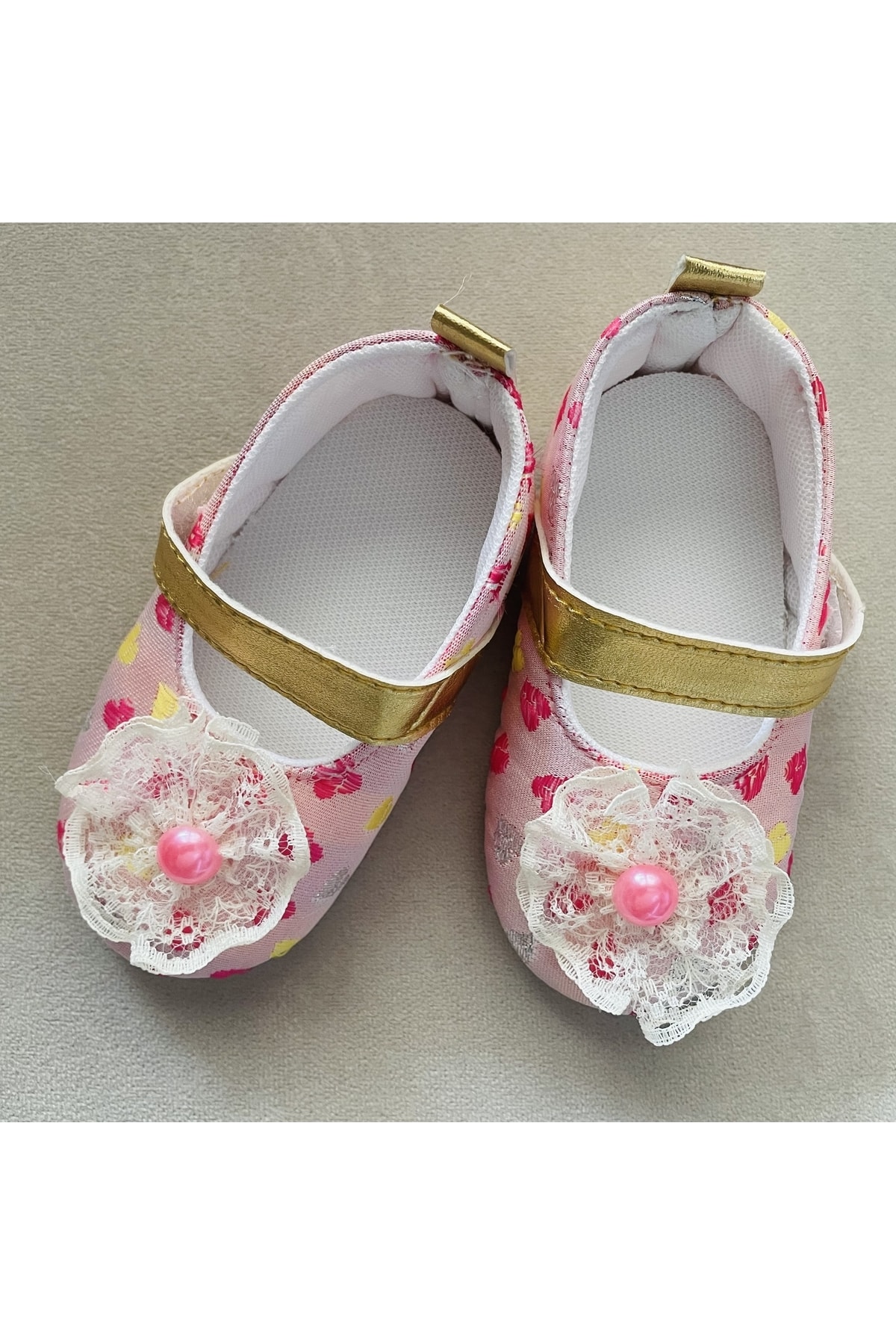 SANTRALBEBE Kız Çocuk 17-18-19 Numara Çiçekli Ayakkabı