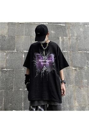 Gothic Harajuku Butterfly Siyah Oversize Unisex T-shirt Muyoso-ustgiyim-10179