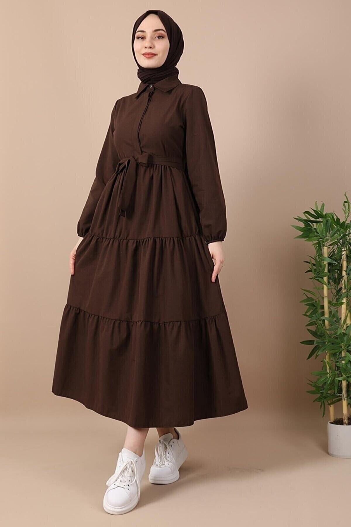 VOLT CLOTHİNG Buttoned Shirt Collar Dress