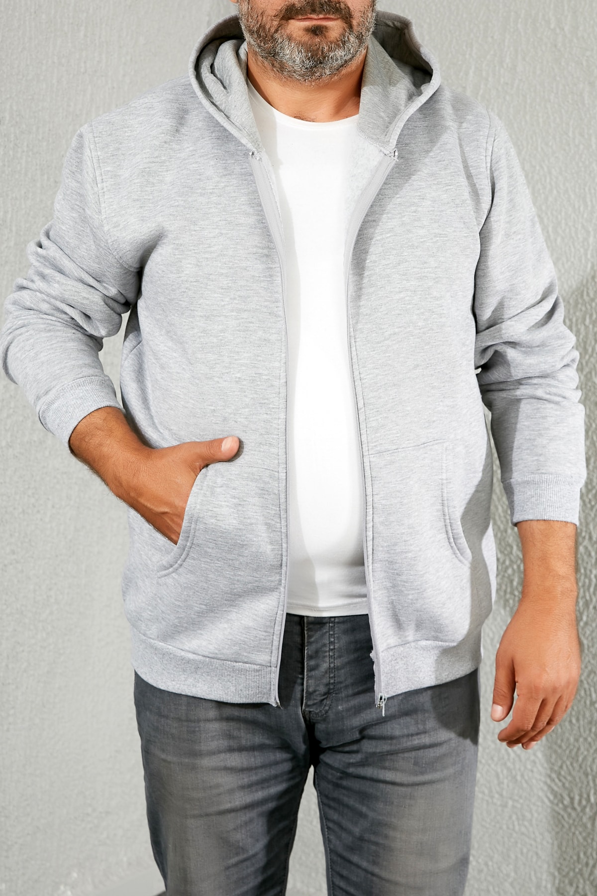 Sateen Men Sweatshirt Grau Regular Fit Fast ausverkauft