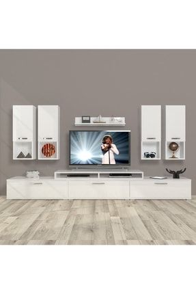 Ekoflex 8da Mdf Tv Ünitesi Tv Sehpası - Parlak Beyaz EKOFLEX-8DA-MDF