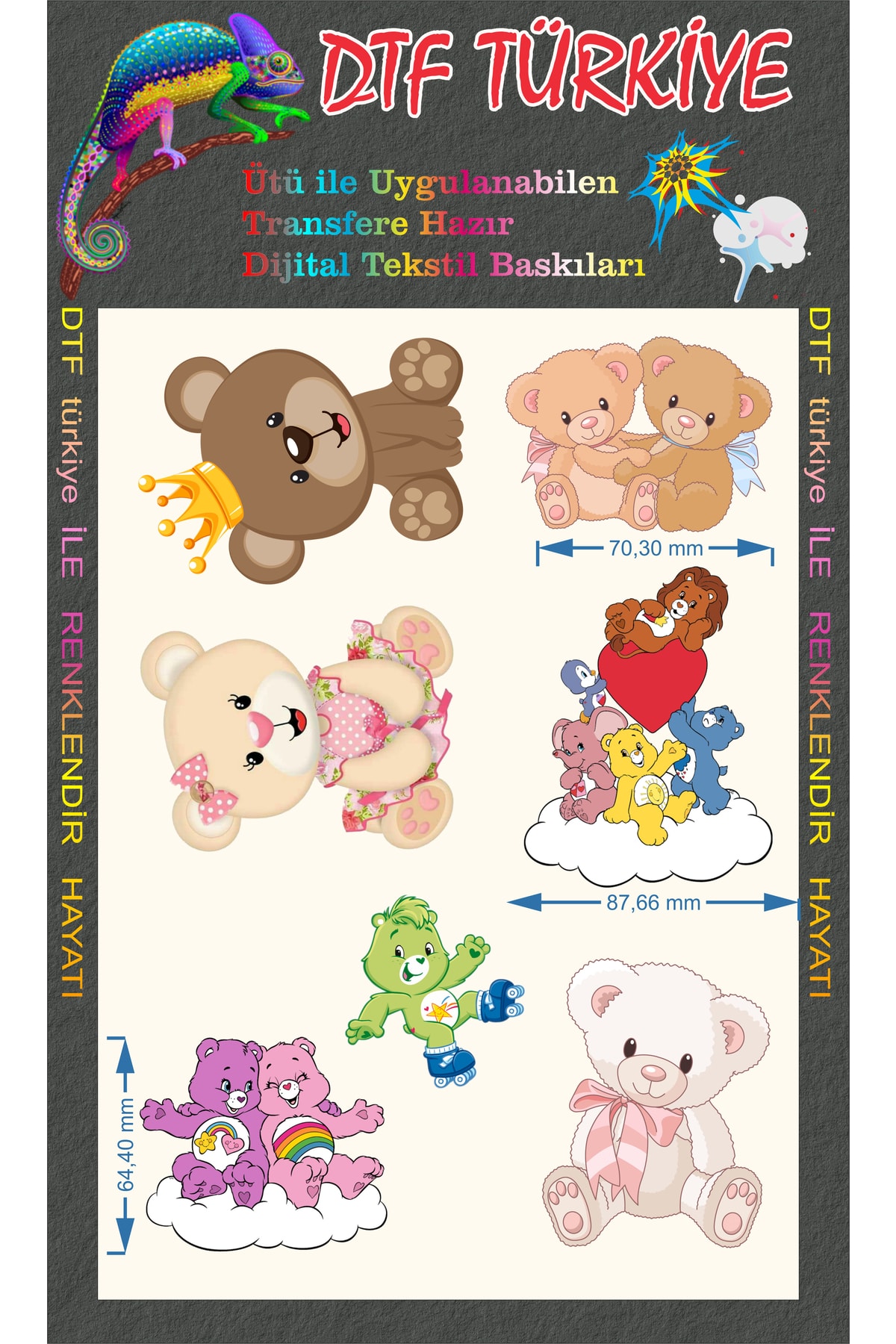 DTF BASKI Ayı Arma Baskı -ütü Ile Yama Baskı-a4 Boyutunda Transfere Hazır-arma Baskı
