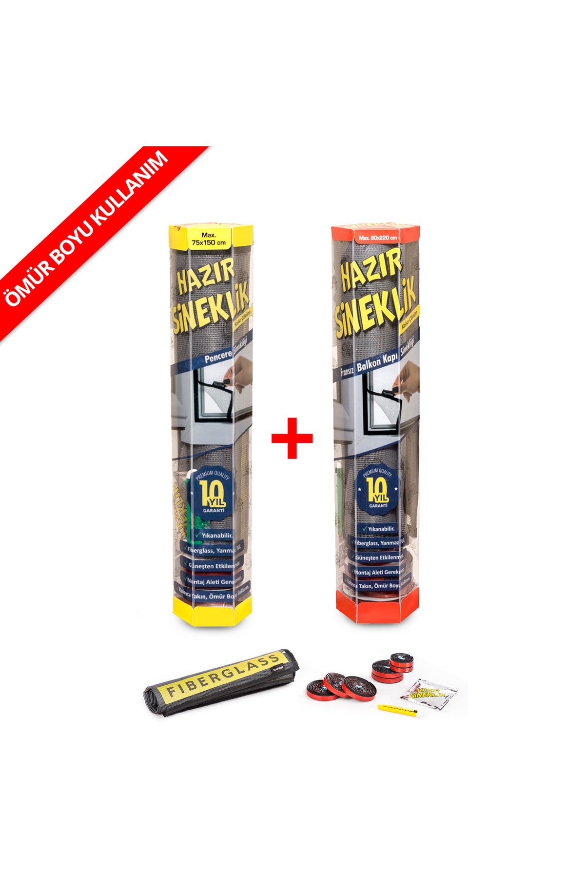 100% Turkish Design Hazır Sineklik 75x150 Cm (pencere) - 80x220cm (kapı) 2li Paket