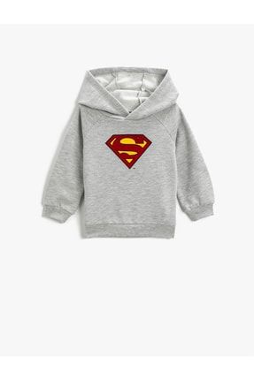 Kapüşonlu Superman Baskılı Sweatshirt Lisanslı Uzun Kollu 3WMB10020TK