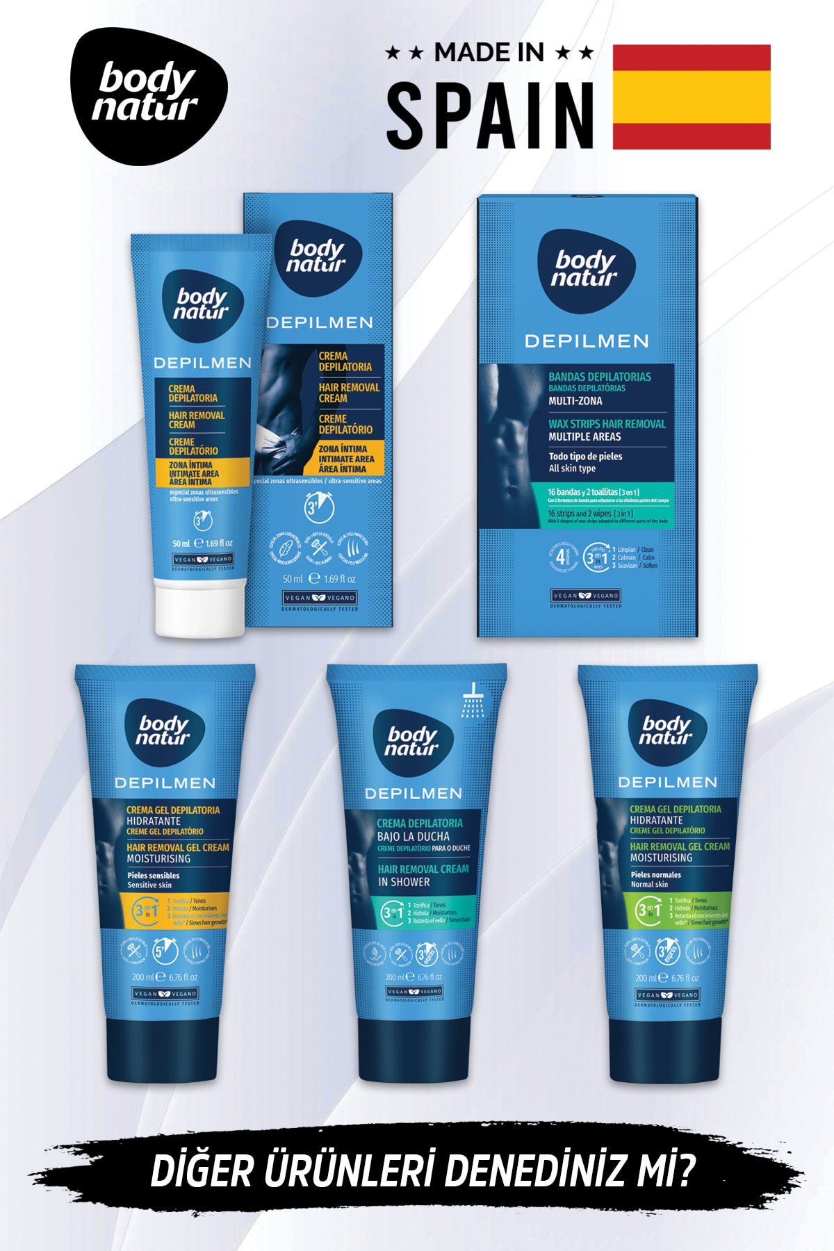 Normal Ciltli Erkekler Için Vücut Tüy Dökücü Krem - Hair Removal Cream Normal 200ml — BODYNATUR407333 — تصویر 6 از 6