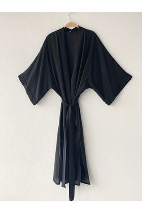 Uzun Kimono Kadın Siyah ONL2010218