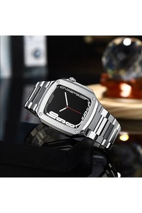 Watch 7 45mm Uyumlu Baklalı Kasa Koruyucu Paslanmaz Çelik Akıllı Saat Bileklik Kordon Krd-64-Metal45mm