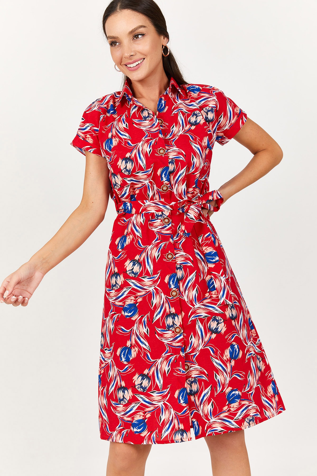 armonika Kleid Rot Basic Fast ausverkauft