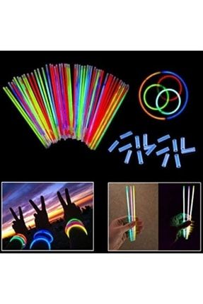 Glow Stick Fosforlu Çubuk Işık Veren Çubuk Işıklı Bileklik 100 Parça(50 Adet Çubuk 50 Adet Bağlantı) HRPRTCBG01