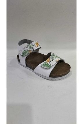 Unısex Çocuk Beyaz Deri Sandalet tk358