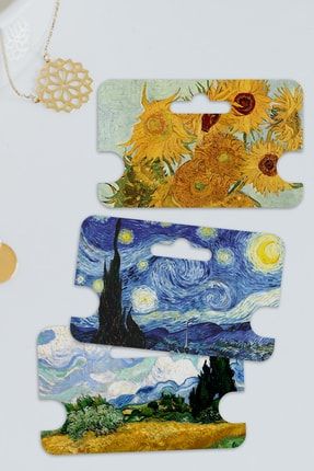 58 Adet Van Gogh Temalı Takı Kolye Bileklik Paketleme Kartı tk19