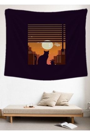 Duvar Örtüsü Penceredeki Kedi Cats Tapestry Goblen | Duvar Halısı | Ev Yaşam | Ev Dekor Aksesuar KT5K687964