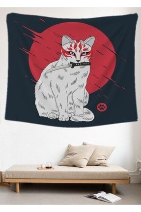 Duvar Örtüsü Bıçaklı Kedi | Duvar Halısı | Ev Yaşam | Ev Dekor Aksesuar Tapestry Goblen KT5K687966