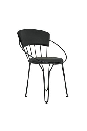 Leno Metal Ayaklı Siyah Deri Sandalye, Cafe, Bar, Salon, Mutfak Sandalyesi Ln880 LN880