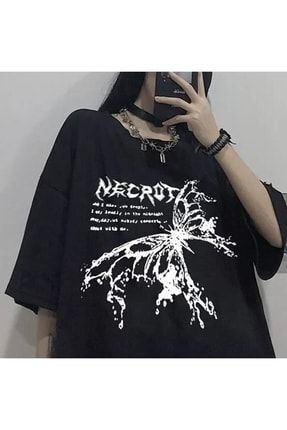 Gothic Harajuku Dark Punk Butterfly Siyah Unisex Oversize T-shirt broodsdarkk