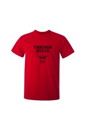 Chicago Baskılı Erkek Kırmızı T-shirt chicagK