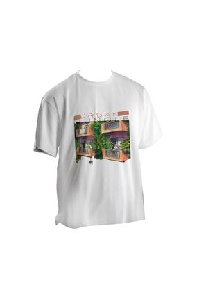 Oversize Kentsel Orman Baskılı T-shirt uj001