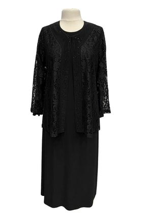 Siyah Demet Ceketli Elbise Anne Abiye Takım 000119