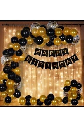 Happy Bırthday Banner Ve Doğum Günü Balon Ve Balon Zincir Set TPKT000003424