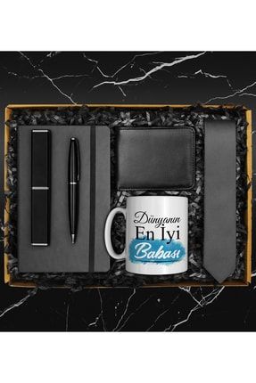 Babalar Gününe Özel Defter & Kutulu Kalem & Siyah Kravat & Özel Tasarım Kupa & Cüzdan Hediye Seti A2596058
