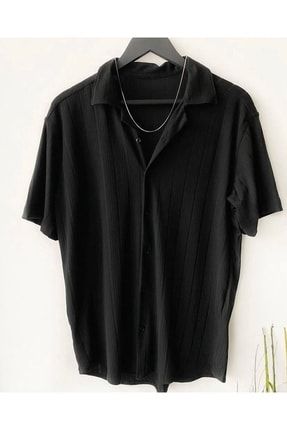 Btsdrop Siyah Erkek Pamuklu Yazlık Gömlek BTSDRP0001