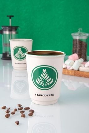 Starcoffee 2 Adet Cappucino, Filtre Kahve, Çay, Nescafe Fincan, 310 Ml. Kulpsuz Kupa TSK-103-2