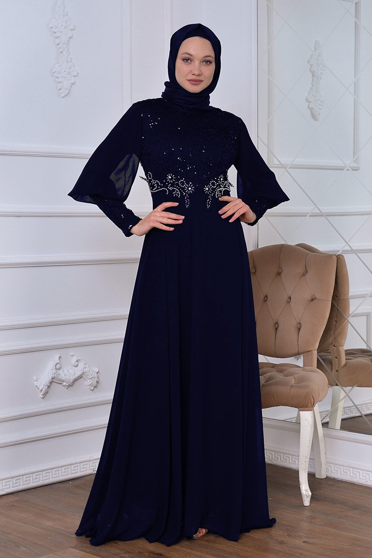 STANBULSTYLEMODA Evening Dress Dark blue Maxi Trendyol