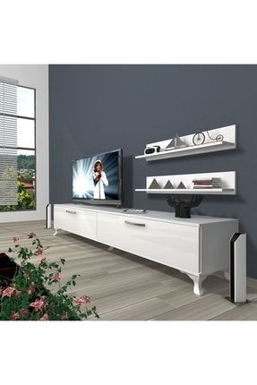 Eko 4 Slm Std Rustik Tv Ünitesi Tv Sehpası - Parlak Beyaz EKO-SLM-RUSTİK