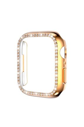 Apple Watch 44mm Uyumlu Golding Taş Süslemeli Kasa Koruyucu Sert Pc Kılıf Gard 05 Watch-44mm-Gard-05