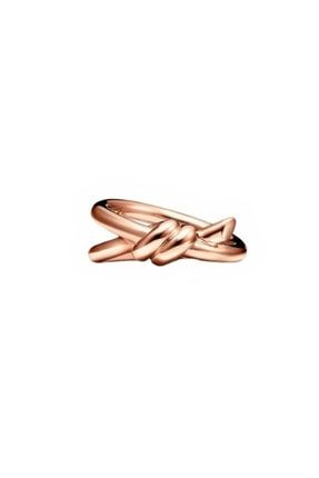 Özel Tasarım Rose Taşsız Tiffany Model Düğüm Yüzük Yüksek Kalite Üretim 925 Ayar Gümüş LUNAJ220110