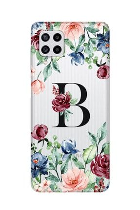 Samsung Galaxy A12 Çiçek Desenli B Harfli Telefon Kılıfı SMSNGA12HRF-B
