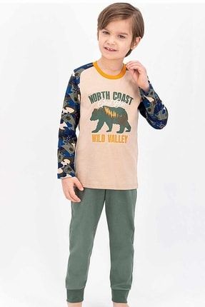 Rolypoly Wild Bear Kamuflaj Koyu Bej Erkek Çocuk Pijama Takımı RP1829-C