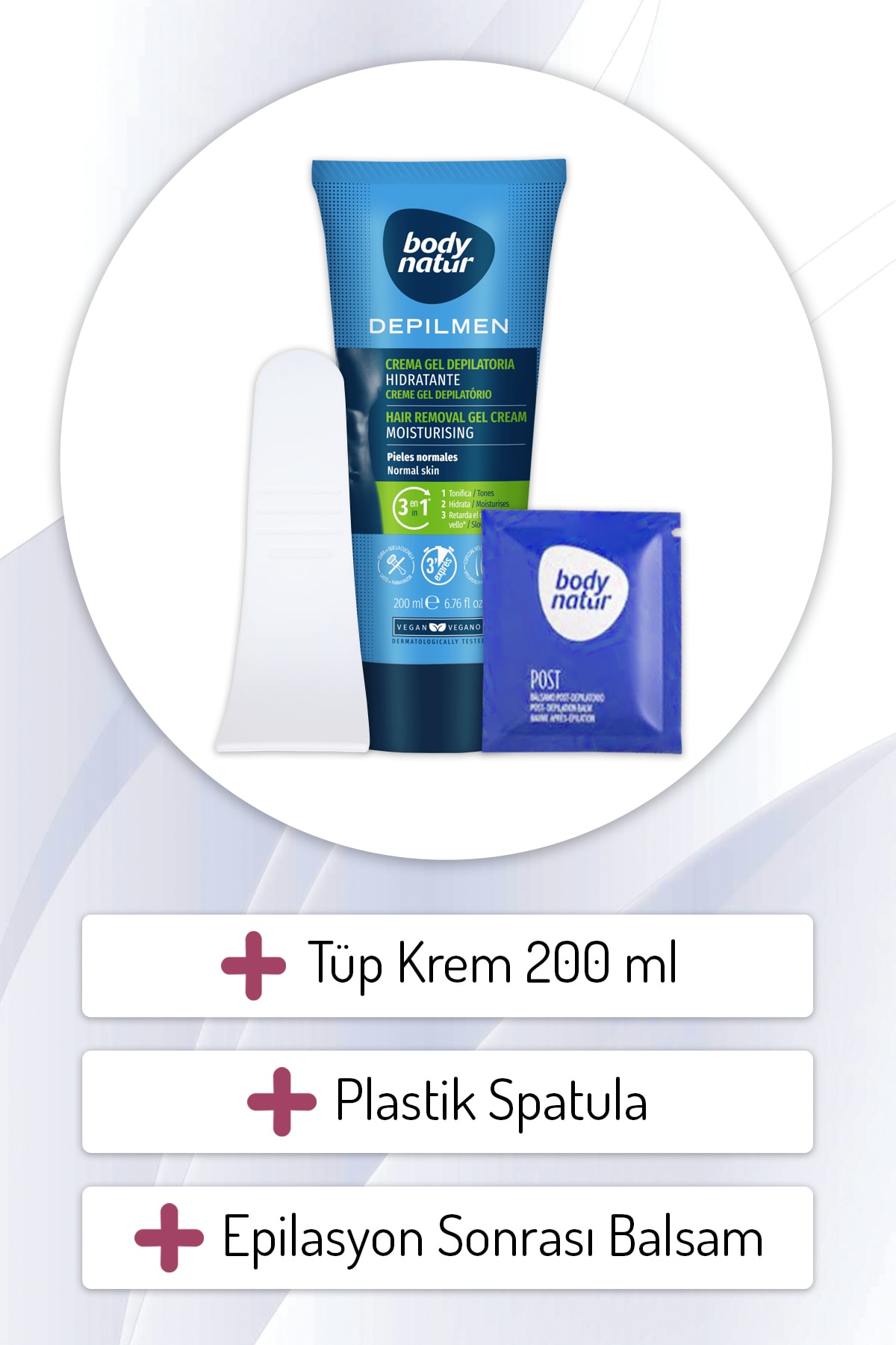 Normal Ciltli Erkekler Için Vücut Tüy Dökücü Krem - Hair Removal Cream Normal 200ml — BODYNATUR407333 — تصویر 3 از 6