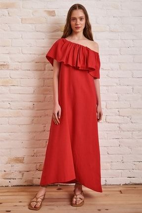 Kadın Açık Yaka Maxi Elbise NM22S302901