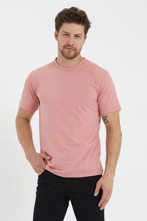 Somon Erkek Düz Pamuk Penye T-shirt Standart Kalıp %100 Pamuk Penye Kumaş 444