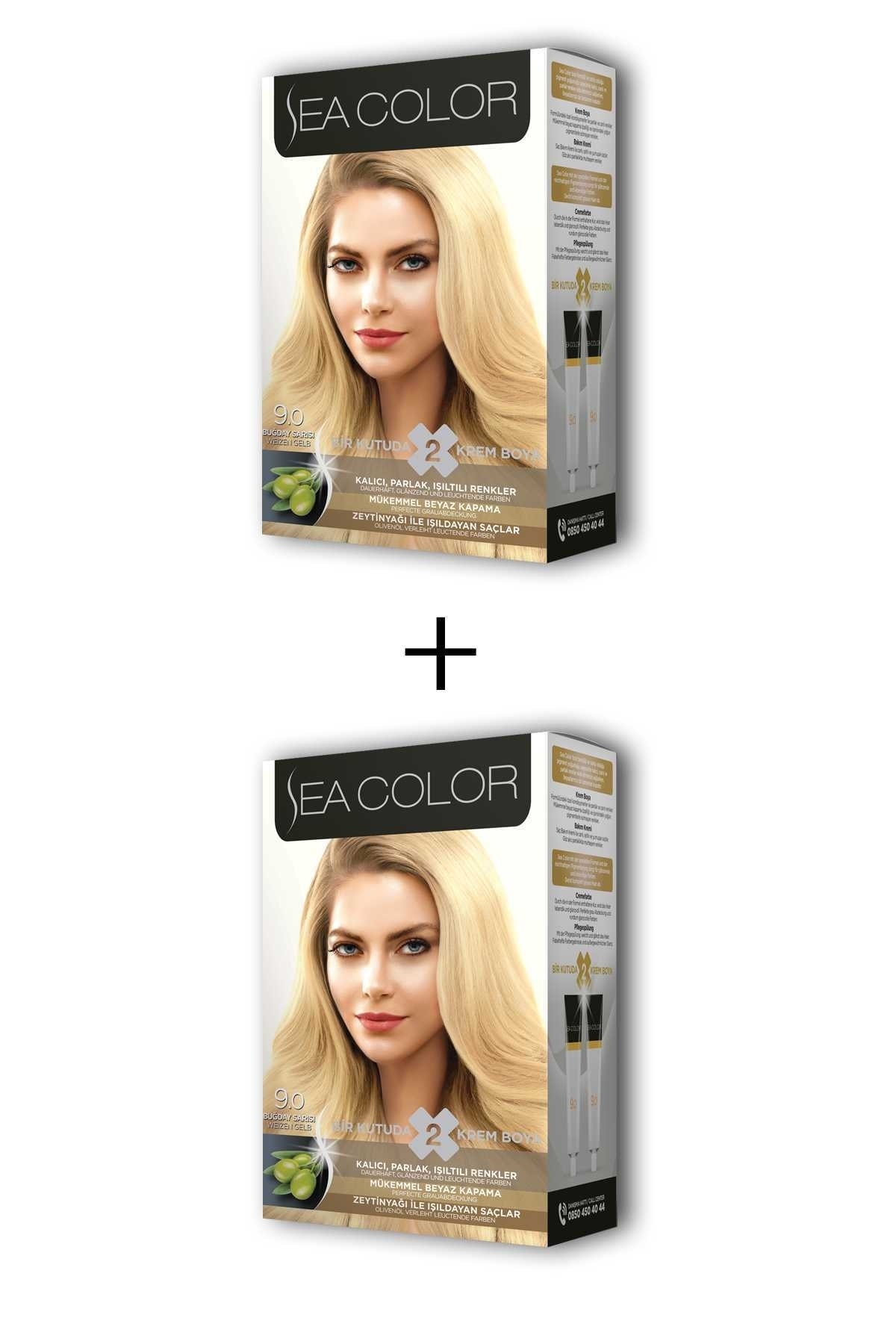 seacolor 2x2 Tüp Krem Saç Boyası Seti Buğday Sarısı No:9.0